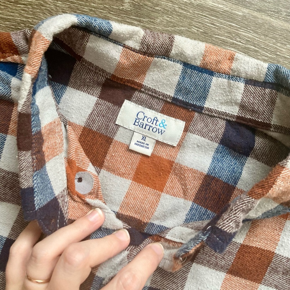 Croft & Barrow men’s flannel plaid button down shirt in size XL - Picture 2 of 4